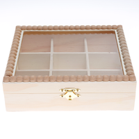 Wooden Beaded Jewellery Box with Clasp: 18 x 16 x 5cm