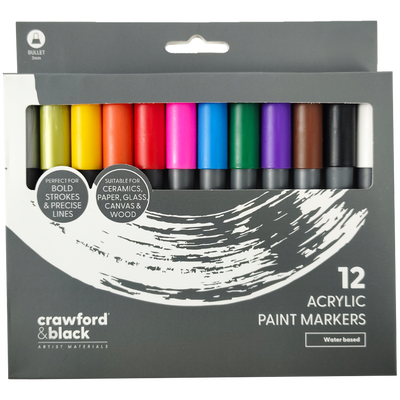 Crawford & Black Acrylic Paint Markers: Pack of 12 image number 1