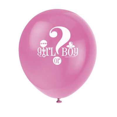 Gender Reveal Girl or Boy Latex Balloons - 8 Pack image number 2
