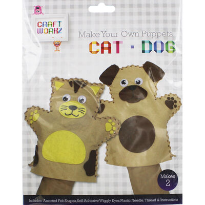 Make Your Own Cat and Dog Felt Hand Puppets image number 1