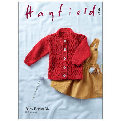 Hayfield Baby Bonus DK: Round Neck Cardigan Knitting Pattern 5335 image number 1