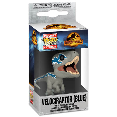 Funko POP Keychain: Jurassic World Dominion Velociraptor (Blue) image number 1