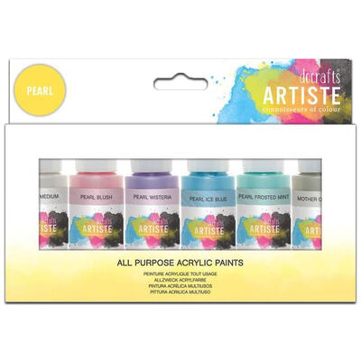 DoCrafts Artiste Pearlescent Acrylic Paint Set: Pack of 6 image number 1