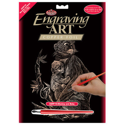 Royal & Langnickel Copper Engraving Art- A4 Monkey and Baby Designed Painting Set image number 1