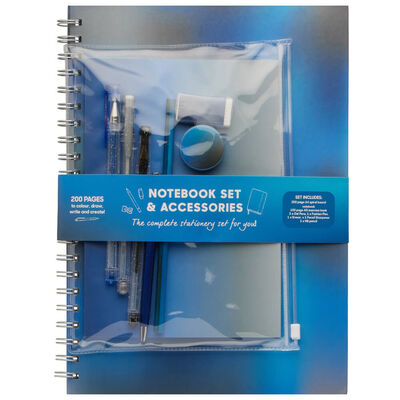 Notebook Stationery Set & Accessories: Blue & Grey image number 1