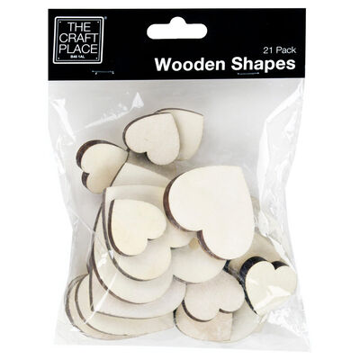 Wooden Heart Shapes: Pack of 21 image number 1