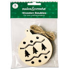 Christmas Wooden Baubles: Assorted image number 1