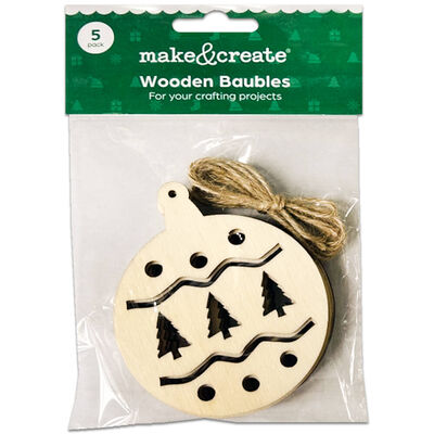 Christmas Wooden Baubles: Assorted image number 1