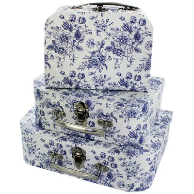 White Floral Storage Suitcases: Set of 3 image number 1