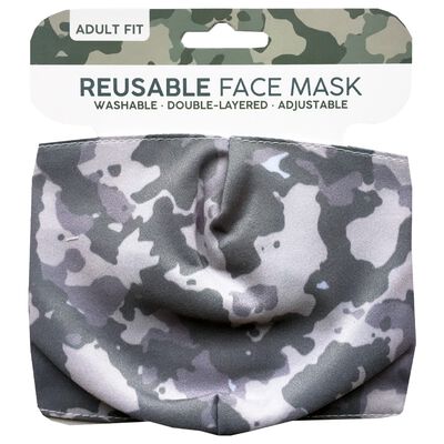 Grey Camo Reusable Face Mask image number 1