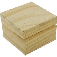 Small Square Hinged Wooden Box: 7 x 7 x 5cm