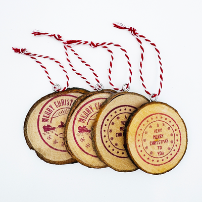 Christmas Wooden Slices Hanging Embellishments: Pack of 4 image number 2