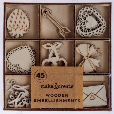 Wooden Heart and Cherry Embellishments: Pack of 45 image number 3