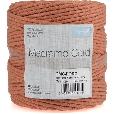 Trimits: Burnt Orange Cotton Macrame Cord 87m x 4mm image number 1