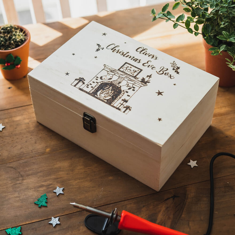 Personalised Christmas Eve wooden Box 25 x 20 x10cm