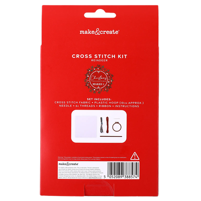 Festive Reindeer Cross Stitch Hoop Kit image number 3