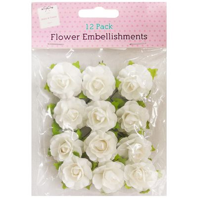 White Flower Embellishments: Pack of 12 image number 1