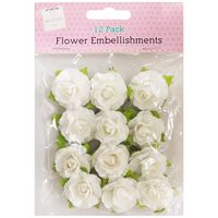 White Flower Embellishments: Pack of 12