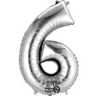 34 Inch Silver Number 6 Helium Balloon image number 1