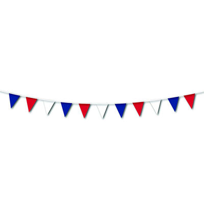 Red, White and Blue 25m Plastic Pennant Bunting image number 2