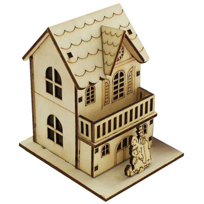 Mini Light Up Decorative Wooden House - Assorted image number 2
