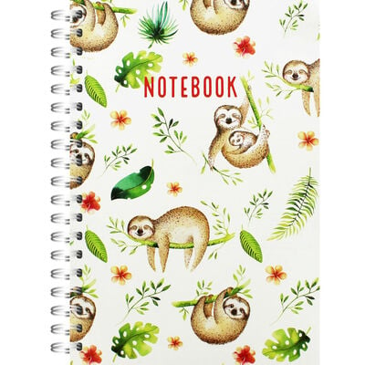 A4 Wiro Sloth Repeat Lined Notebook image number 1