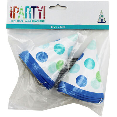 Blue Polka Dot Mini Party Hats - 8 Pack image number 2