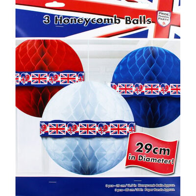 Red, White and Blue Hanging Honeycomb Balls - Set of 3 image number 1