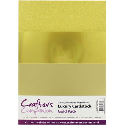 Crafters Companion A4 Luxury Cardstock Pack - Gold image number 1