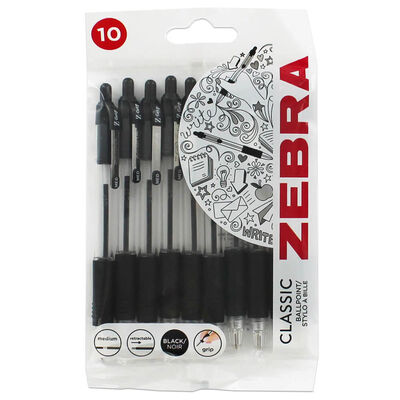Black Z-Grip Smooth Ball Retractable Pen: Pack of 10 image number 1