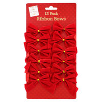Red Ribbon Bows: Pack of 12