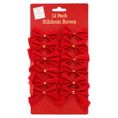 Red Ribbon Bows: Pack of 12 image number 1