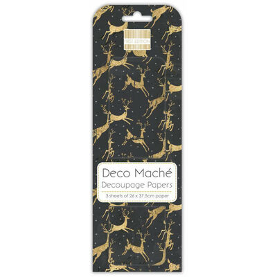 Golden Stags Decoupage Papers - 3 Sheets image number 1