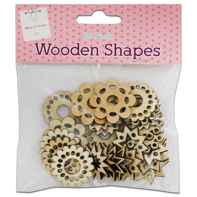 Wooden Craft Shapes: Pack of 24 image number 1
