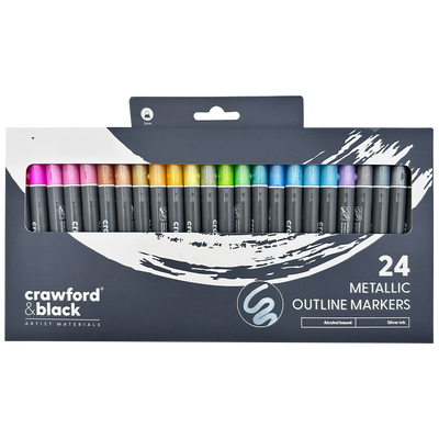 Crawford & Black 24 Metallic Outline Markers image number 1