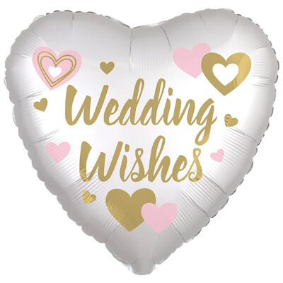 18 Inch Wedding Wishes Heart Helium Balloon image number 1