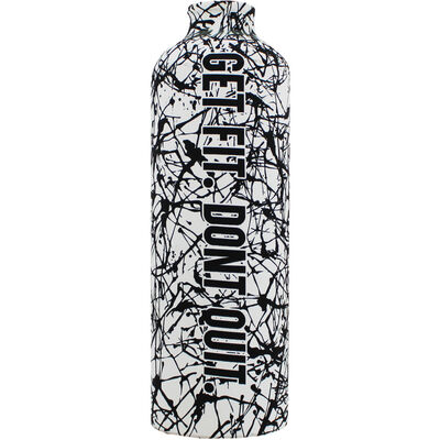 Black White Get Fit Dont Quit Aluminium Bottle with Carabiner image number 2