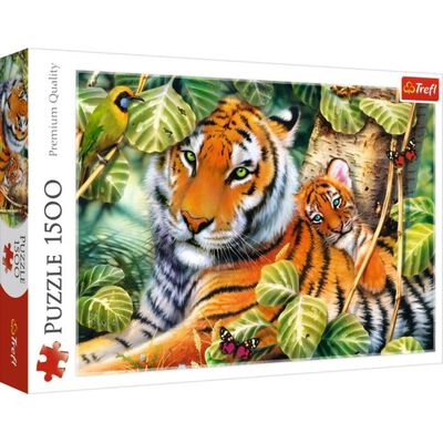 Two Tigers 1500 Piece Jigsaw Puzzle image number 1