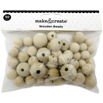 Wooden Beads: Pack of 50 image number 1