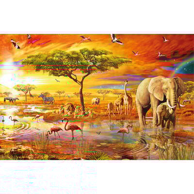 Savanna Pool 1000 Piece Gold-Foiled Premium Jigsaw Puzzle image number 2