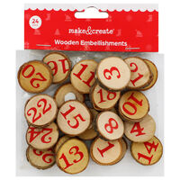 Wood Advent Numbers: Pack of 24