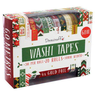 Dovecraft Traditional Christmas Washi Tape Box - 20 Rolls image number 1