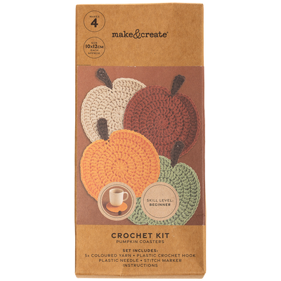 Make Your Own Crochet Pumpkin Coasters Kit image number 1