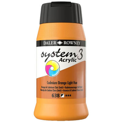System 3 Acrylic Paint: Cadmium Orange Light Hue 500ml image number 1