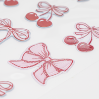 Cherry Bow Puffy Stickers: Pack of 15