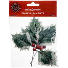 Red Holly Ivy Leaves Embellishments: Pack of 3 image number 1