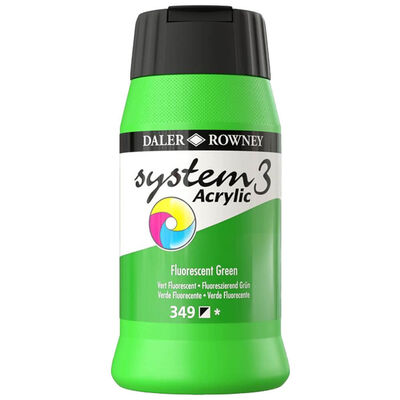 System 3 Acrylic Paint: Fluorescent Green 500ml image number 1
