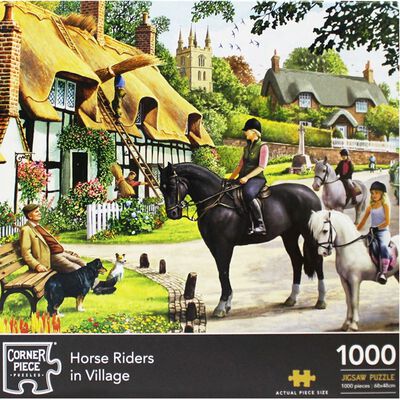 Horse Riders in Village 1000 Piece Jigsaw Puzzle image number 1