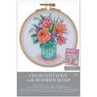Cross Stitch Kit With Wooden Hoop: Jar of Flowers image number 1
