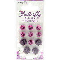 Dovecraft Premium Butterfly Kisses Resin Flowers - Pack of 11